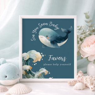 Bald sehen wir uns, Wal Baby Shower Favor Sign Poster