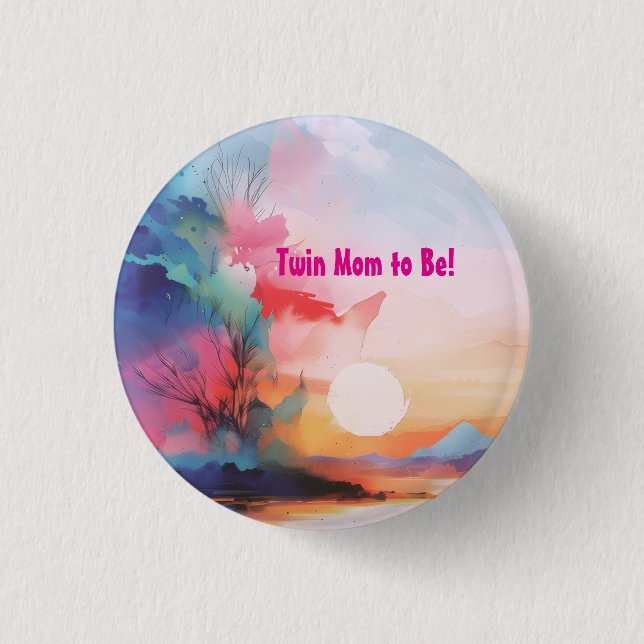 Bald sehen wir uns Wasserfarbe Strand Zwillinge we Button (Vorderseite)