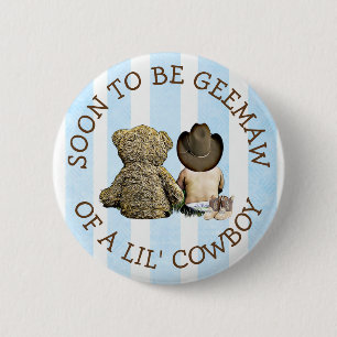 Bald, um Grieß ein Lil Cowboy Button
