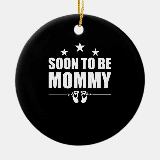 Bald, um Mama Schwangerschaft Ankündigung Offenleg Keramik Ornament (Vorne)