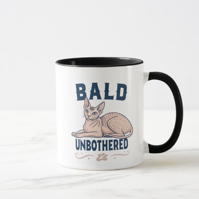 Bald Unbothered Sphynx Cat Graphic Art Tasse (Rechts)