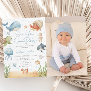 Bald unter dem Meer Baby Foto Babyparty  Einladung