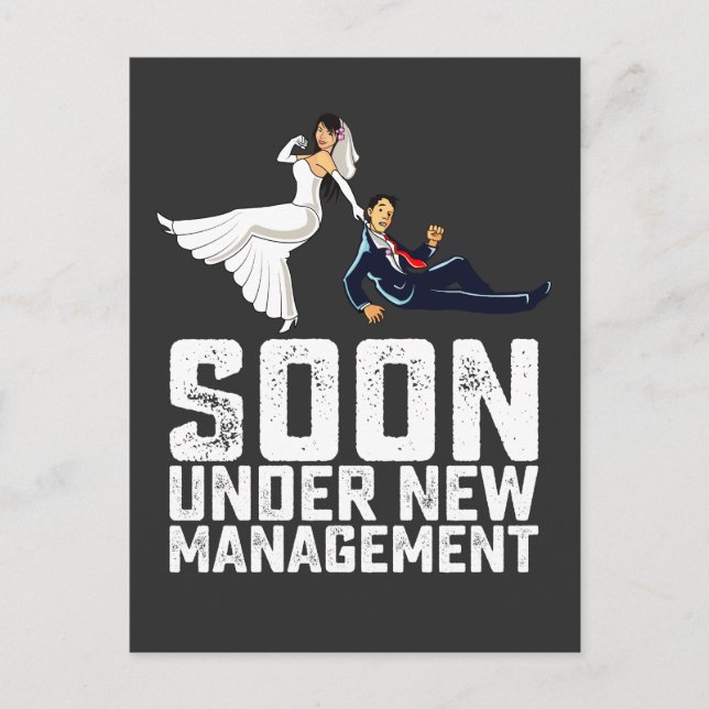 Bald unter der neuen Management Funny Wedding Einladungspostkarte (Vorderseite)