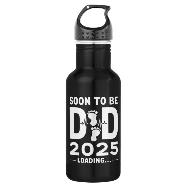 Bald Vater nach 2025 neuer Papa zu sein Edelstahlflasche (Vorderseite)