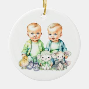Bald werden Zwillinge kommen bald Ankündigung Keramik Ornament