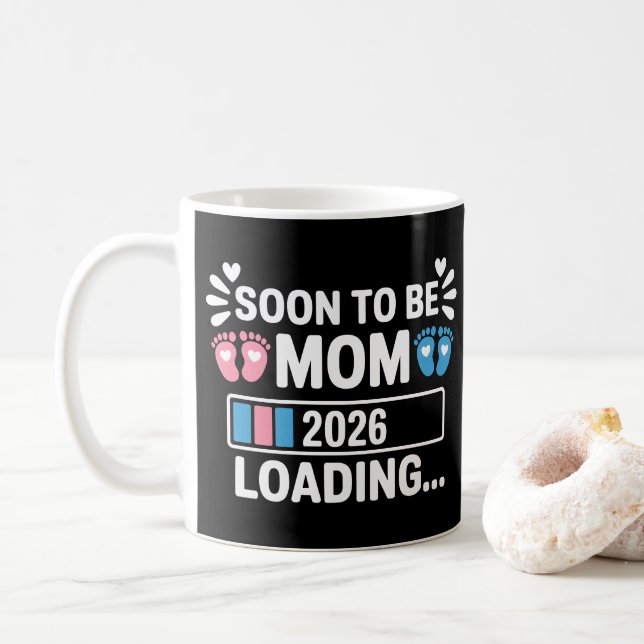 Bald werdende Mutter 2026 Schwangerschaftsankündig Kaffeetasse (Mit Donut)