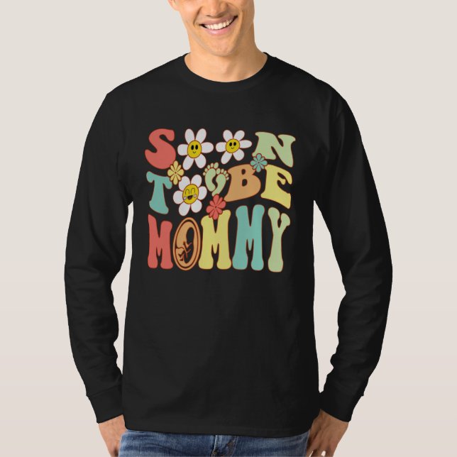 Bald werdende Mutter Groovy Mutterschaft T-Shirt (Vorderseite)