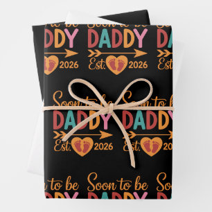 Bald werdender Vater 2026 Schwangerschaftsankündig Geschenkpapier Set