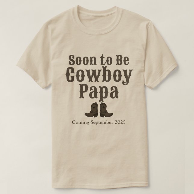 Bald wird Cowboy Papa Grandpa Baby Ankündigung T-Shirt (Design vorne)