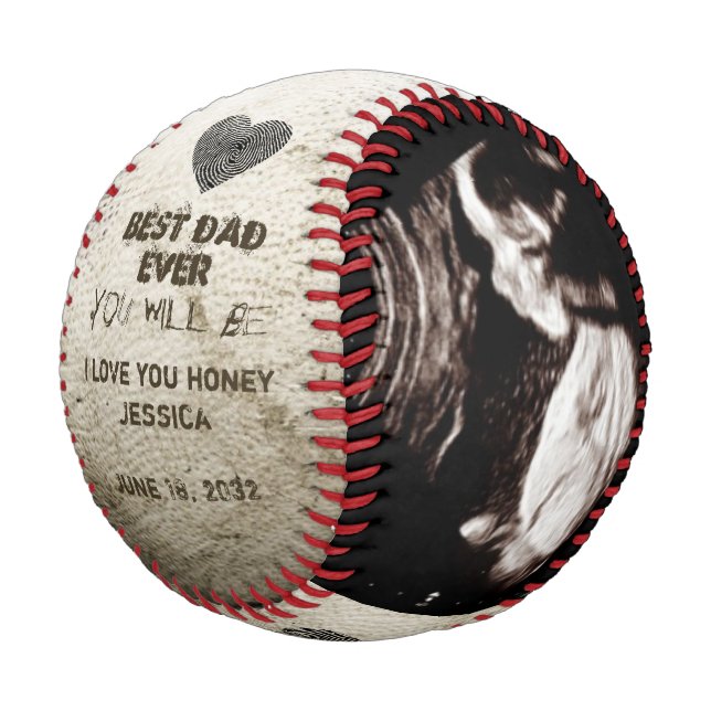 Bald wird Daddy Baby Reveal Schwangerschaft Ankünd Baseball (Schrägansicht)