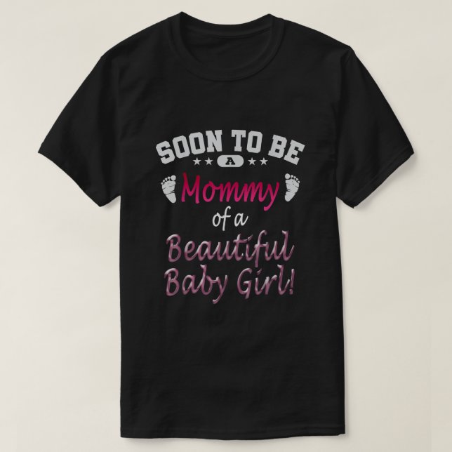 Bald wird ein Mama-Baby Mädchen erwartet Mutter Ge T-Shirt (Design vorne)