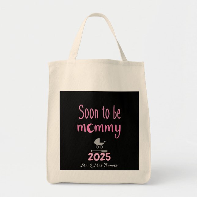 Bald wird Mommy Loading 2025 Fun T - Shirt Tragetasche (Vorne)