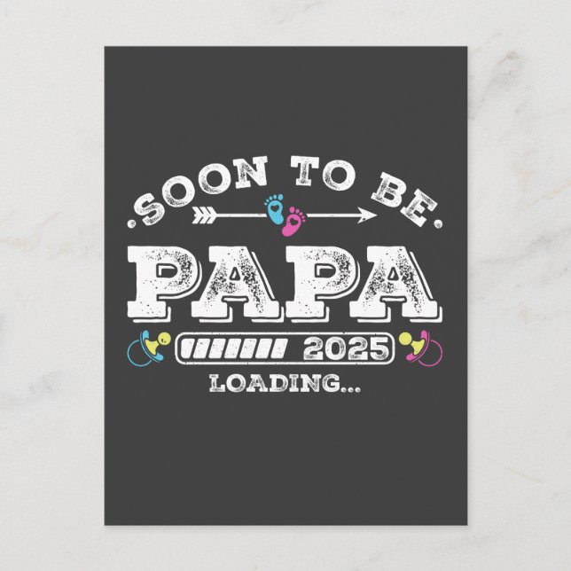 Bald wird Papa 2025 Ladung Postkarte (Vorderseite)