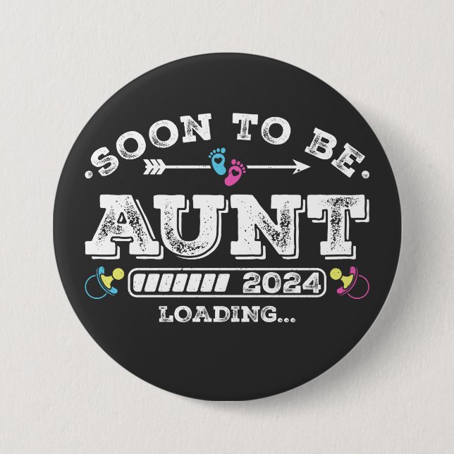 Bald wird Tante 2024 Ladung Runde Button (Vorderseite)