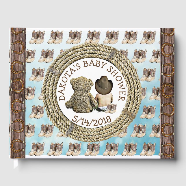 Bald zu b Lil "Cowboy Baby Shower Guestbook Gästebuch (Vorderseite)