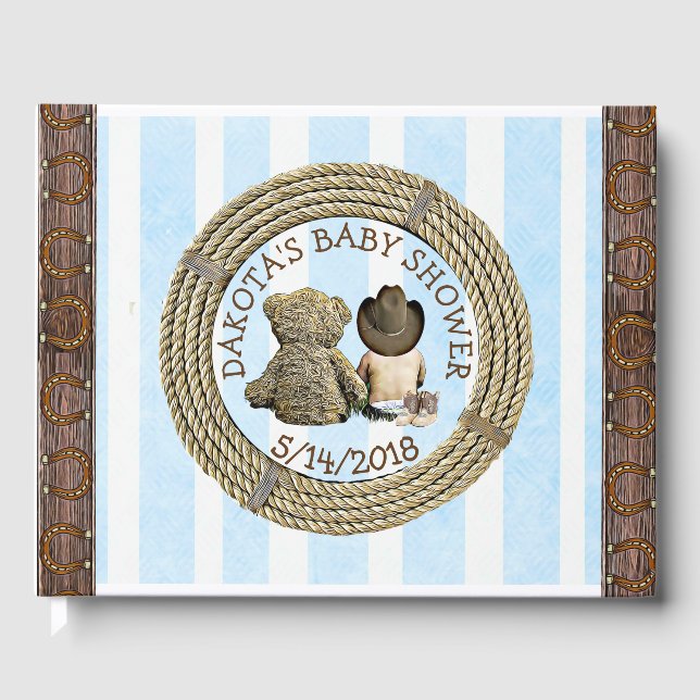 Bald zu b Lil "Cowboy Baby Shower Guestbook Gästebuch (Vorderseite)