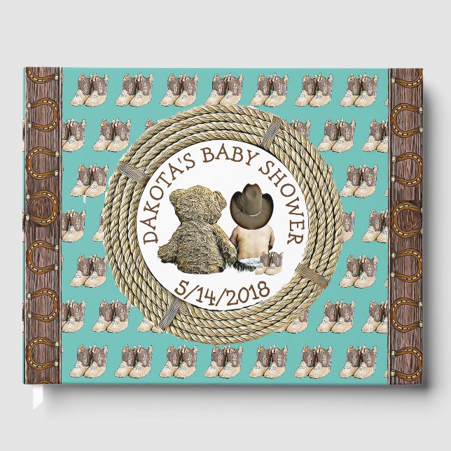 Bald zu b Lil "Cowboy Baby Shower Guestbook Gästebuch (Vorderseite)