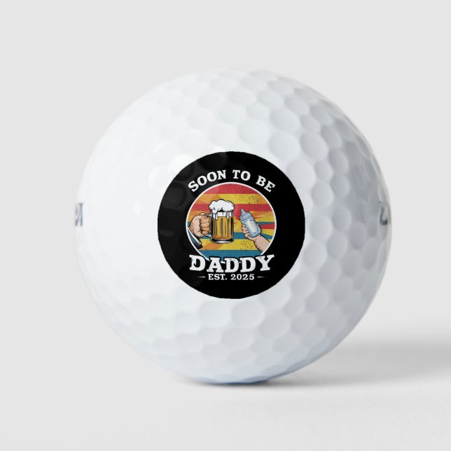 Bald zu Daddy 2025 erste Daddy 2025 Retro Golfball (Vorderseite)