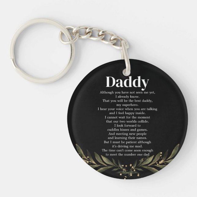 Bald zu Daddy Pregnancy Announcement Bump Gedicht  Schlüsselanhänger (Vorderseite)