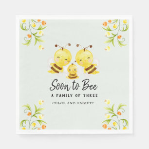 Bald zu einer Familie von drei Baby Dusche Custom. Serviette