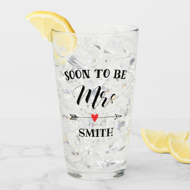 Bald zu Frau personalisiert Name Adult Schürze Glas (Vorderseite Ice)
