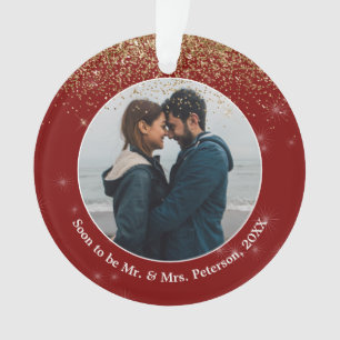 Bald zu Mr & Mrs. Verlobt Foto Weihnachten Ornament
