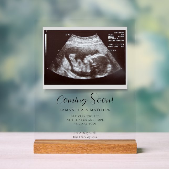 Balde Ankündigung der Schwangerschaft von Sonogram Acrylschild (Neutral)