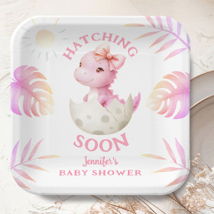 Baldig schlüpfende Dinosaurier-Baby-Party Mädchen Pappteller