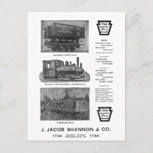 Baldwin Locomotive Works Contractor's Postkarte