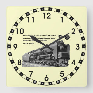 Baldwin Lokomotive bearbeitet S-2 PRR Quadratische Wanduhr