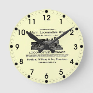 Baldwin Lokomotive bearbeitet Wanduhr 1895