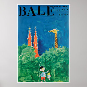 Bâle, Au bord du Rhin, Suisse, Reise-Plakat Poster