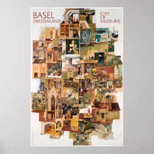 Bâle. La Suisse, ville des musées, affiche de