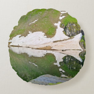 Balea-See Alpine Landschaft - Wilde Natur Rumänien Rundes Kissen