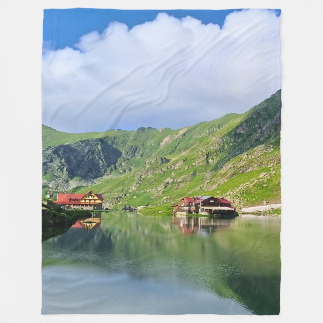 Balea-See-Reflexion – Karpatisches Alpen-Druckbild Fleecedecke (Vorderseite)