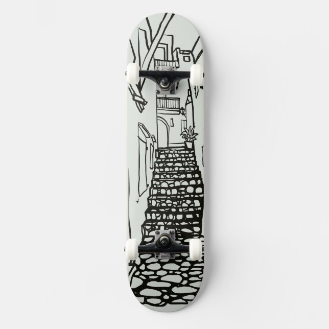 Balearen Line Art Skate Deck Skateboard (Vorderseite)