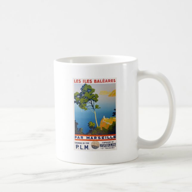Balearen Vintag Französisch Reisen Kaffeetasse (Rechts)