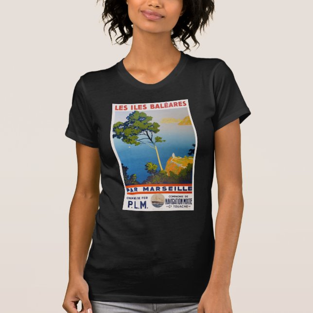 Balearen Vintag Französisch Reisen T-Shirt (Vorderseite)