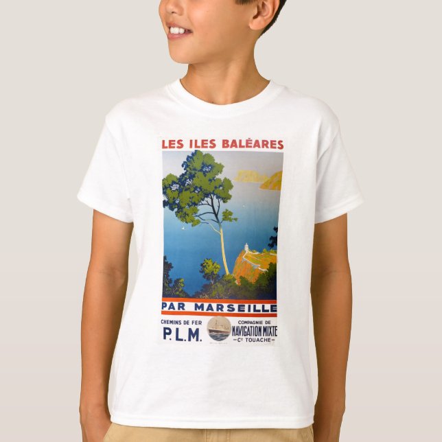 Balearen Vintag Französisch Reisen T-Shirt (Vorderseite)