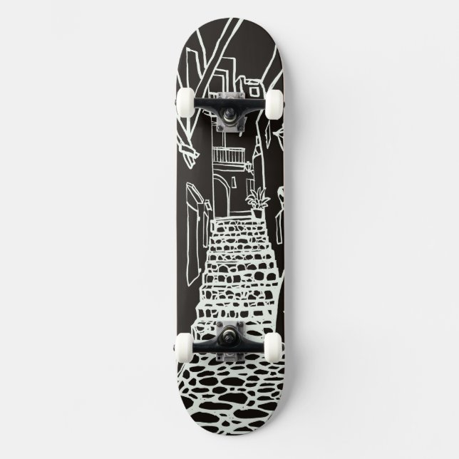 Balearic Islands Line Art Skate Deck Skateboard (Vorderseite)