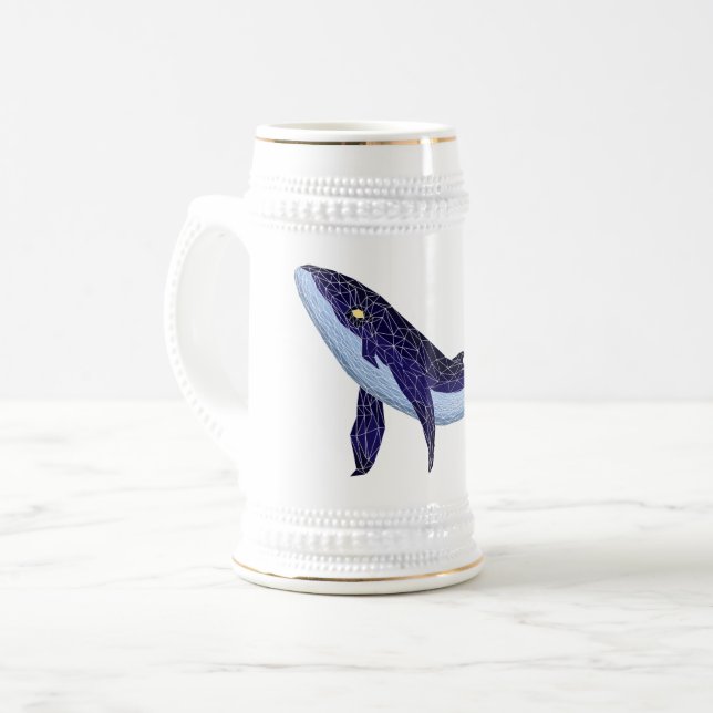 Baleia azul de vidro -  Blue Glass Whale Bierglas (Vorderseite Links)
