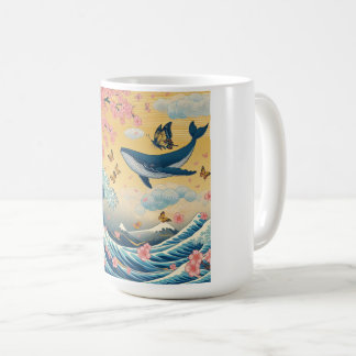 Baleia Celestial entre Cerejeiras – Arte IA Kaffeetasse