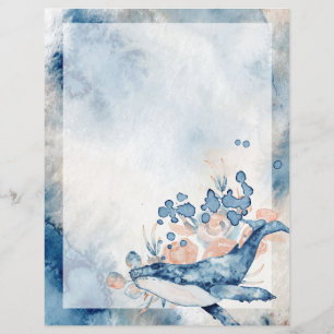 Baleine à bosse bleue - papier d'écriture