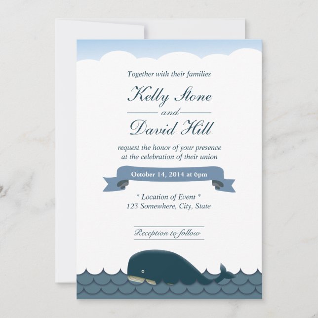 Baleine Bleue Classique & Invitations de Mariage d (Devant)