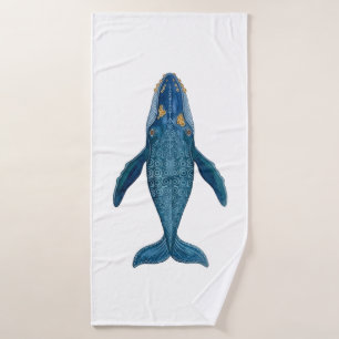 Baleine bleue motif géométrique ornemental vu de d