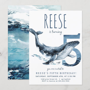 Baleine cinquième anniversaire Invitation