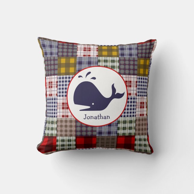 Baleine + Coussin de plaid de Madras (Recto)