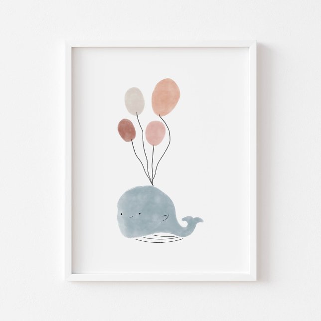 Baleine de bébé de couleur boho avec affiche de ba (Créateur téléchargé)