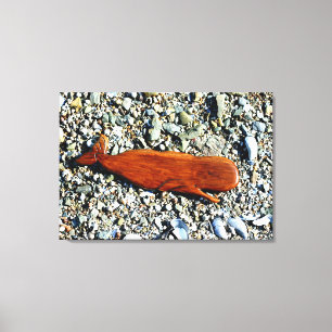 baleine en bois sculpté enveloppée de toile
