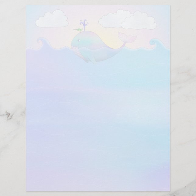 Baleine - Feuille de papier à lettres de 8,5 po x  (Devant)